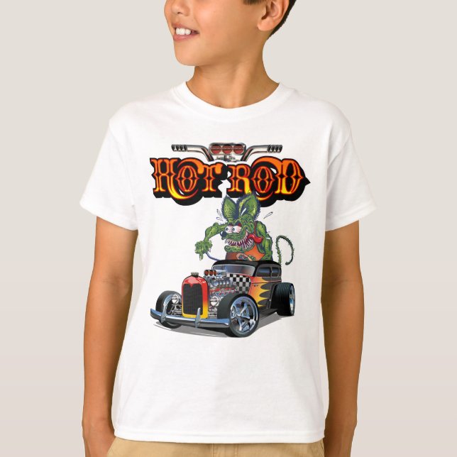 Tecknad retro hot rod t shirt (Framsida)