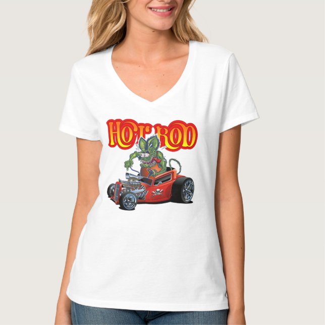 Tecknad retro hot rod t shirt (Framsida)