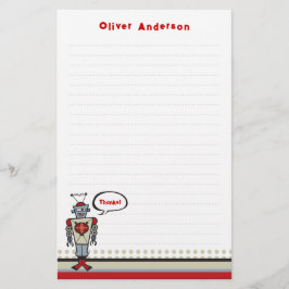 Tecknad Retro Robot Cute Kids Boy Födelsedagsfest Brevpapper