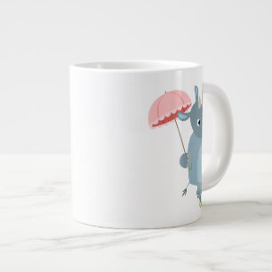 Tecknad Rhino med paraply på Unicle Jumbo Mugg