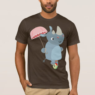Tecknad Rhino med paraply på Unicle T-Shirt