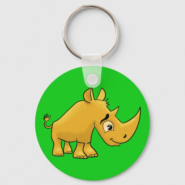 Tecknad Rhino Nyckelring (Framsida)