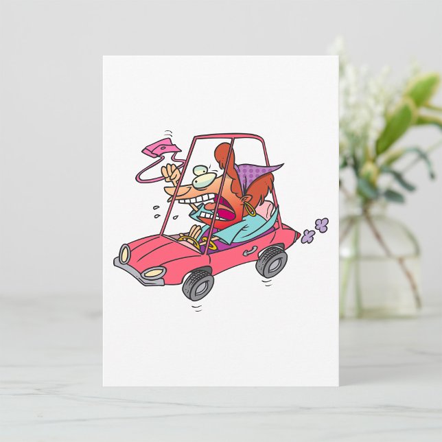 Tecknad Road Rage Woman Inbjudningar (Skapare uppladdad)