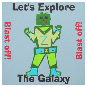 Tecknad Robot Boy Alien Blast Av Tyg