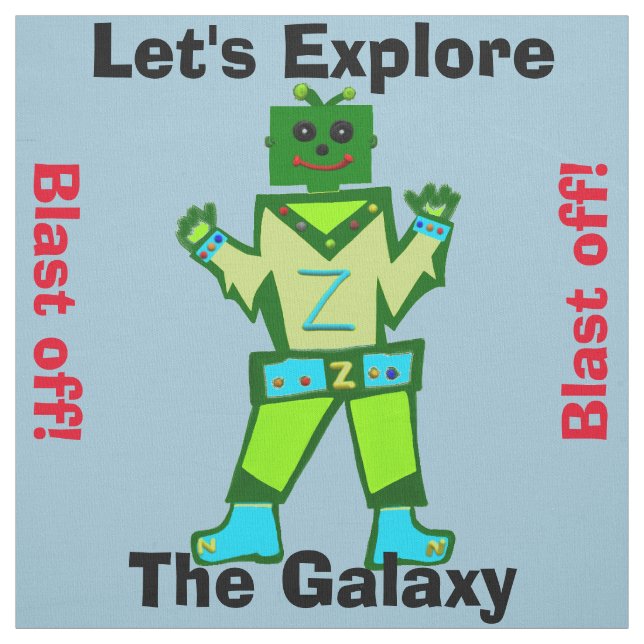Tecknad Robot Boy Alien Blast Av Tyg (Provkarta)
