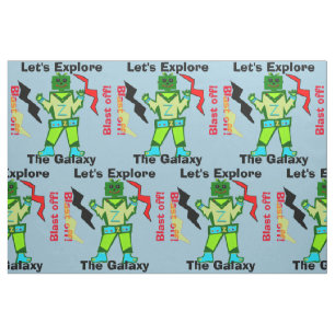 Tecknad Robot Boy Alien Blast Av Tyg