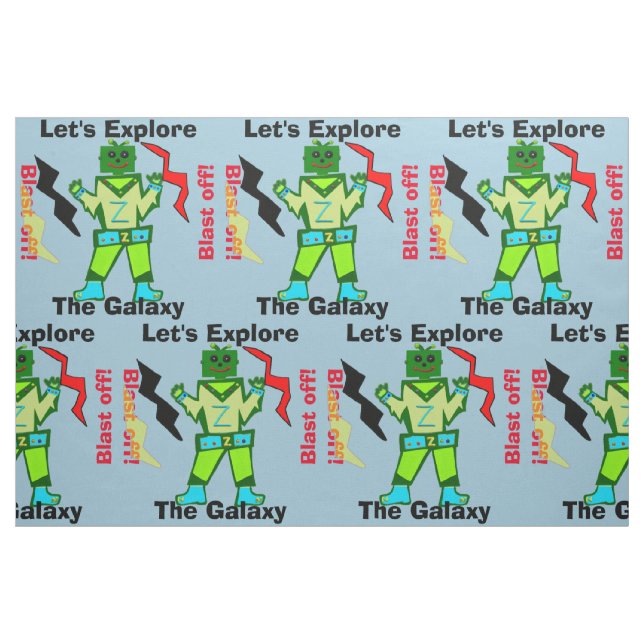 Tecknad Robot Boy Alien Blast Av Tyg (Fat Quarter)