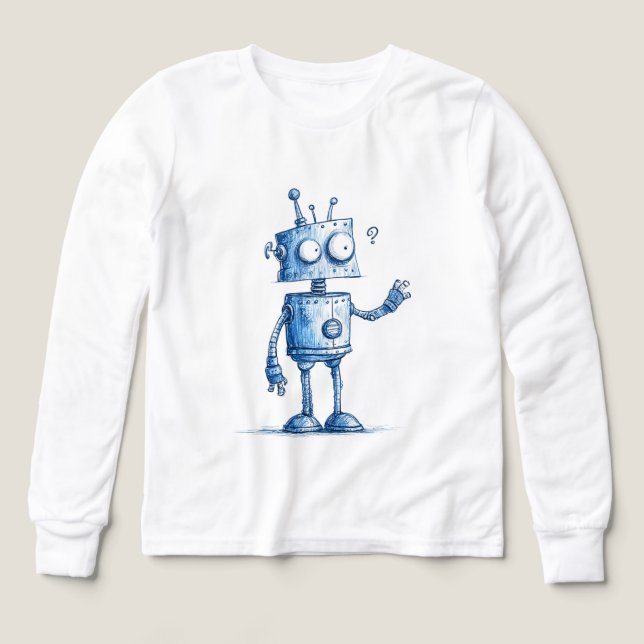 Tecknad Robot Buddy - Hand-Drawn Stil T Shirt (Design framsida)