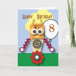 Tecknad Robot Editable Children's Birthday Kort