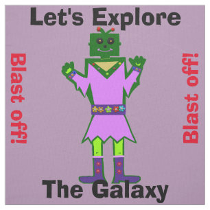 Tecknad Robot Girl Alien Blast Off Lila Tyg