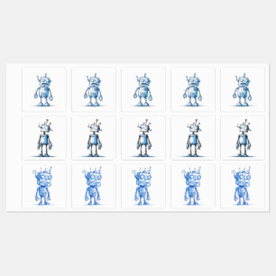 Tecknad Robot Sticker Pack - Quirky Tech Trio