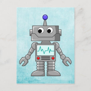 tecknad robot vykort