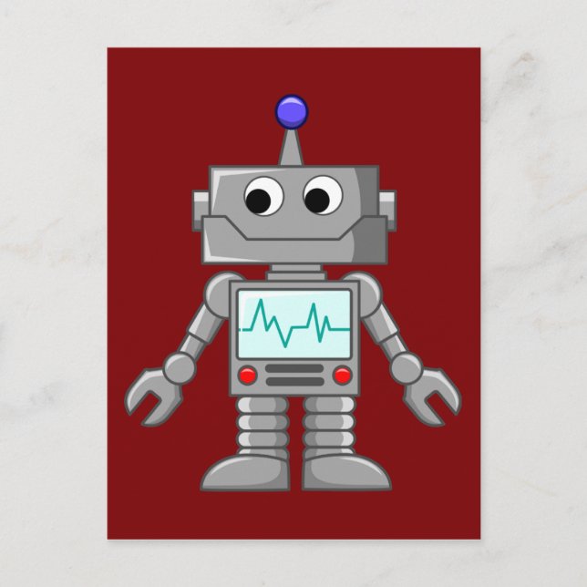 tecknad robot vykort (Framsida)