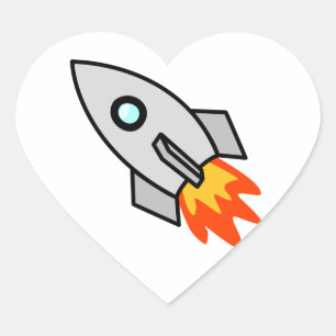 Tecknad Rocket Frakt Hjärtformat Klistermärke