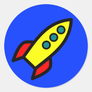 Tecknad Rocket Frakt Runt Klistermärke