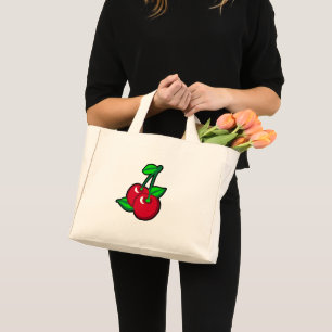 Tecknad Röd Grön Svart Körsbär Frukt Konst Mini Tygkasse
