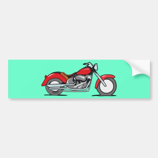 Tecknad röd motorcykel - motorcykel bildekal (Framsidan)