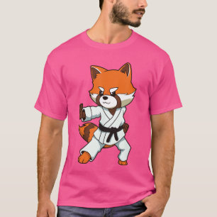 Tecknad röd panda gör karate retro t shirt