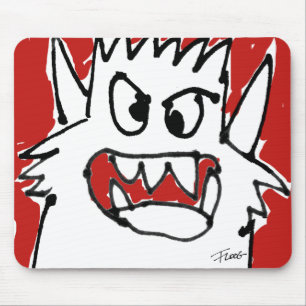 Tecknad röda gigantiska tokiga gulliga Mousepad Musmatta