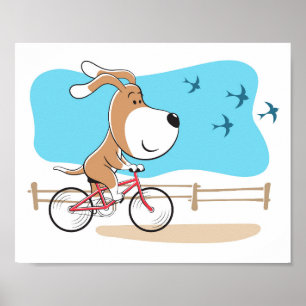 Tecknad Rolig hund biokcykelsport Poster