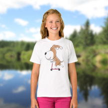 Tecknad Rolig hund Puppy Kick Scooter Girl T-Shirt