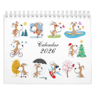 Tecknad Rolig Söt Valp Hund Älskare 2026 Kalender