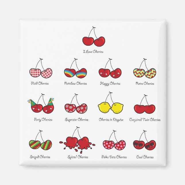 Tecknad Roligt Tecknad Funny Cheeky Red Cherry Che Magnet (Framsidan)