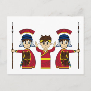 Tecknad Roman Emperor and Soldiers Vykort