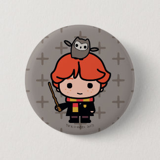 Tecknad Ron Weasley och Pigwidgeon Knapp
