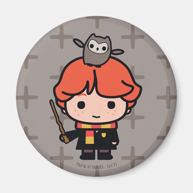 Tecknad Ron Weasley och Pigwidgeon Magnet (Framsidan)