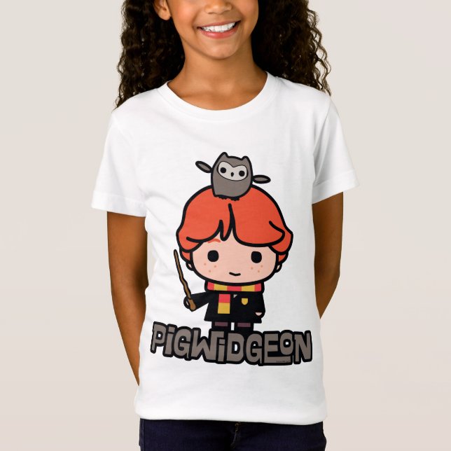 Tecknad Ron Weasley och Pigwidgeon T Shirt (Framsida)