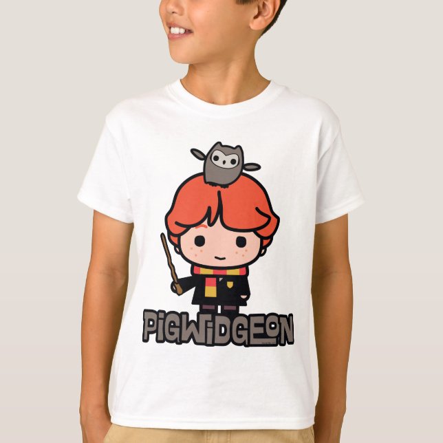 Tecknad Ron Weasley och Pigwidgeon Tee (Framsida)