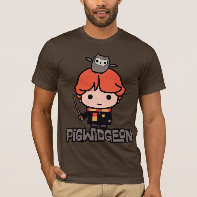 Tecknad Ron Weasley och Pigwidgeon Tee Shirt (Framsida)