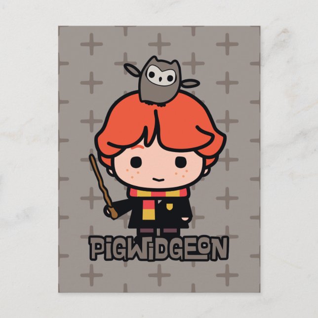 Tecknad Ron Weasley och Pigwidgeon Vykort (Framsida)