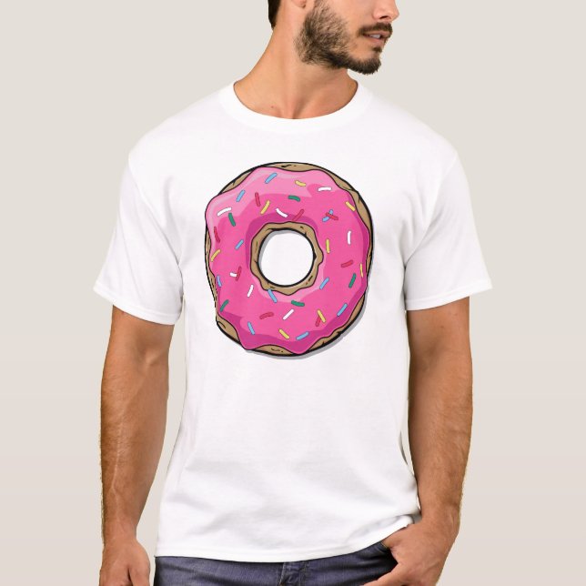 Tecknad Rosa Donut med sprinkler Tee (Framsida)