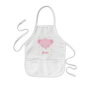 Tecknad Rosa Elephant Kids Apron Barnförkläde