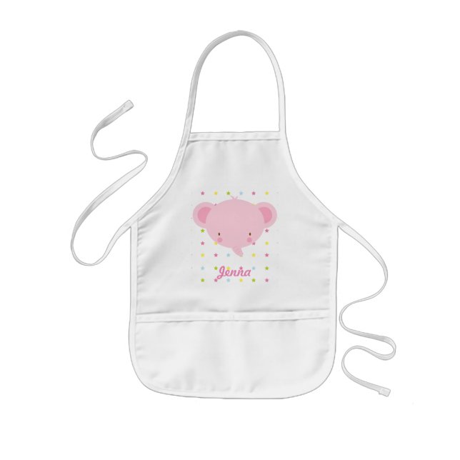 Tecknad Rosa Elephant Kids Apron Barnförkläde (Framsidan)