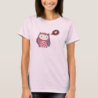 Tecknad Rosa Kärlek Uggla T Shirt
