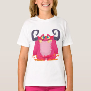 Tecknad Rosa Monster Girl's T-Shirt