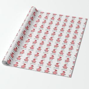 Tecknad Rosa Piglet Red jul Hat Presentpapper