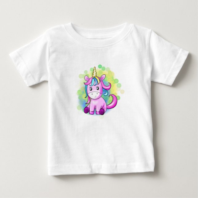 tecknad rosa Unicorn T Shirt (Framsida)