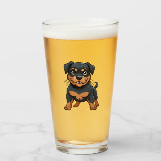 Tecknad Rottweiler Cute tuff Glaskopp