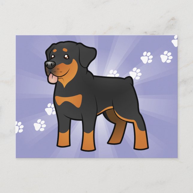 Tecknad Rottweiler Vykort (Framsida)