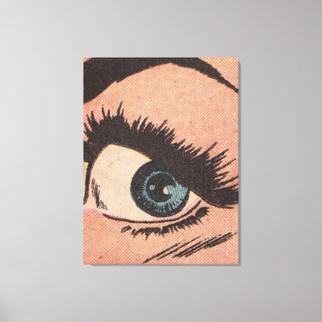 Tecknad Roy Lichtenstein Stil Blå Öga Canvastryck (Framsida)
