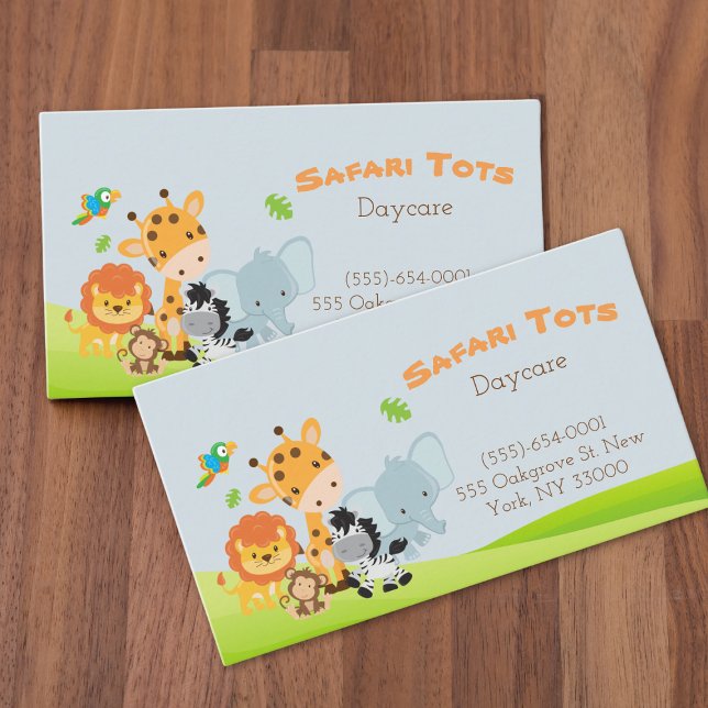 Tecknad Safari Animal Daycare Childcare Visitkort (Skapare uppladdad)