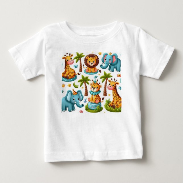 Tecknad Safari Animals Baby T-shirt (Framsida)