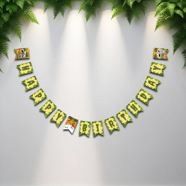 Tecknad Safari Jungle Animals Party Bunting Banner Vimplar