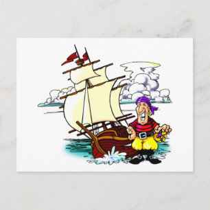 Tecknad Sailing Frakt Vykort