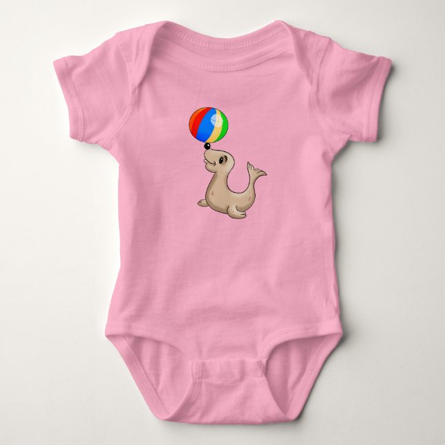 Tecknad säl som spelas med Boll T Shirt (Framsida)