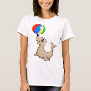 Tecknad säl som spelas med Boll T Shirt